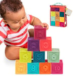 B. Toys - One Two Squeeze - Baby Blocks - Jouets de Construction et d'empilage pour bébés - 10 Blocs Souples avec Chiffres, Formes, Animaux - éducatif et développemental - 6 Mois Plus