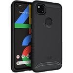 TUDIA DualShield Designed for Google Pixel 4a Case (2020), [Merge] Shockproof Dual Layer Military Grade Tough Hard Slim Phone Case Cover - Matte Black