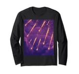 Celestial Falling Stars in Starry Night Sky Aesthetics Long Sleeve T-Shirt