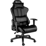 TecTake Chaise Fauteuil siège de Bureau Racing Sport Ergonomique avec Support Lombaire et Coussin - diverses Couleurs au Choix - (Noir Noir | No. 402229)