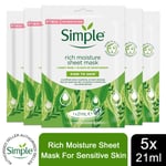 5x of Simple Kind to Skin Moisturising & Hydrating Sheet Mask with NaturalFibers