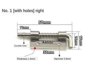 Loquet de 2,2 de baril de sécurité en métal à ressort en acier inoxydable,loquets à ressort argentés,charnières d'armoire de porte,quincaillerie pour la maison - Type 1-hole-R #B