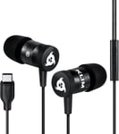 Fusion C - Usb-C Ecouteurs Haute Qualité Audio - Nouveauté 2024 - Garantis 5 Ans - Ecouteur Intra-Auriculaire Avec Mousse À Mémoire De Forme Et Microphone - Noir[YIN141075]