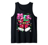 Mr and Mrs Claus Couple Leopard Santa Retro Christmas Lights Tank Top