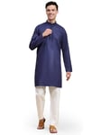 SKAVIJ Inde Cotton Pyjama Kurta for Homme Coupe Régulière(marine, S)