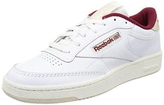 Reebok Mixte Cuir Classique Basket, Unisexe Adulte, Ftwr White Stucco Classic Maroon F23, 34 EU