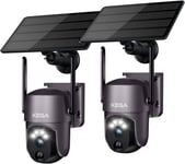 Xega 2Pack Smart Solar Security Camera Outdoor Wi-Fi, 2K Super HD PTZ CCTV... 