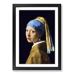 Big Box Art Johannes Vermeer The Girl with The Pearl Earring Framed Wall Art Picture Print Ready to Hang, Oak A2 (62 x 45 cm)