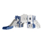 Toboggan et balançoire pour bébé Toboggan autoportant pour Enfant Centre d'activités pour Aire de Jeux Ensemble de Jeux intérieur extérieur Toboggan Long Equipement de Jeux (Aisle Blue White)