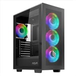 Noua Utopia F501 Boîtier PC Gaming ARGB Mid-Tower ATX, 4 Ventilateurs LED RGB synchronisables 120 mm, Panneau Avant Maillage et Panneau latéral en Verre trempé, supporte Le dissipateur Liquide de 360