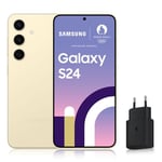 Samsung Galaxy S24, Smartphone Android 5G, 256 Go, Chargeur secteur rapide 25W inclus [Exclusivité Amazon], Smartphone déverrouillé, Crème, Version FR