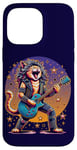 Coque pour iPhone 14 Pro Max Drôle Chat Rockstar Guitare Joueur Cheveux Métal Glam Rock Band