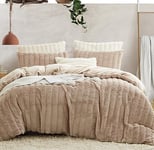 Sedefen Housse de Couette 200x200 cm Kaki Peluche Flanelle Hiver Chaude Duveteuse Parure de lit 2 Personnes + 2 Taies d'oreiller 65x65cm Adulte Ado Linge de lit Avez Fermeture Éclair