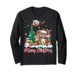 Merry Christmas Cute Tiger Santa Hat Tiger Lovers Xmas Tree Long Sleeve T-Shirt