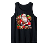 American Santa Claus Holding Tortoise Turtle Present Xmas Tank Top