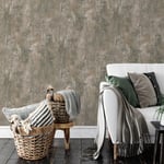 Metallic Cove Texture Muriva Wallpaper 207504 Patina Green Concrete Stone Wall