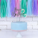 Happy Birthday Cake Topper Silver