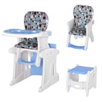 HOMCOM 2-in-1 Convertible Baby High Chair Booster Seat w/ Removable Tray Blue