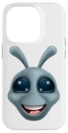 Coque pour iPhone 14 Pro Alien Gris Gris Fun Personnage de dessin animé drôle