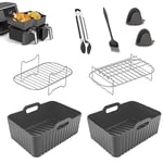 WELYOURS Air Fryer Accessories, Set of 8 Airfryer Accessories for Ninja Air Fryer Dual AF300UK AF400UK & Tower, Including Silicone Air Fryer Liners & Air Fryer Rack, Compatible with Oven Microwave