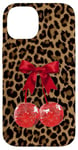 Coque pour iPhone 14 Red Cherry Boule disco Y2K Coquette sur Léopard Guépard