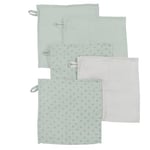 roba Lot de 5 Gants de Toilette Débarbouillettes Bébé "Lil Planet" 25 x 25 cm - Certifié Oekotex et Gots - Coton Bio - Vert Givré