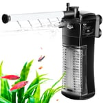 AQQA Internal Fish Tank Filter, 3 in 1 Submersible Aquarium Filter Pump with Adjustable Water Flow,Ultra Silent Biochemical Filtration Powerful Pump for 55-120L Aquariums(L)