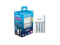 eneloop SmartPlus Chargeur, pour 1-4 Piles Rechargeables AA/AAA, 1.5h de Temps de Charge, 10 Fonctions de sécurité, 4 eneloop Piles AA (2000 mAh) incluses