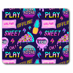 Computer Mouse Mat - Pink Gamer Gaming Icons Geek Office Gift #14732