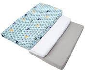 Medi Partners 3pcs Ensemble Drap Housse pour Un lit bébé 60x120 cm 100% Coton literie bébé Matelas Enfant Sac de Couchage lit bébé