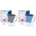 BRITA Marella Water Filter Jug Half Year Pack - Graphite (2.4 Litre) with 6x MAXTRA PRO & Marella Water Filter Jug Starter Pack - Blue (2.4 Litre) with 3x MAXTRA PRO All-in-1 cartridge