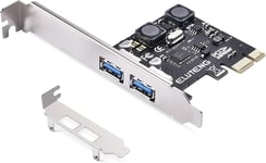 Carte PCIE vers USB 2 Ports, Carte d'extension PCIE USB 3.0 Super Rapide 5 Gbit/s Carte USB PCI Express USB 3.0 Carte Support PCI-E X1 X4 X8 X16 Compatible Windows XP/7/8/8.1/10