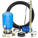 EMTEK Djupbrunnspumpspaket EQP 3" 45 liter/min 3X400V djup 20 meter med hydropress i stål 60 liter