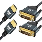 Thsucords 4K HDMI to DVI Cable 2Pack 1M, Gold-Plated & Braided DVI to HDMI Adapter Cable Bi-directional for Projector, Laptop, TV, PC, DVD Player