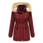 Parka Femme,Chaleureuse Manteau Femme D'automne D'hiver,Doudoune Femme Longue À Capuche Fausse Fourrure Grande Taille