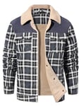 CMTOP Veste Polaire Homme Chemises Boutonnées Bucheron D'hiver Surchemise Veste Polaire Homme à Carreaux Manches Longues Manteau Cargo avec Poches