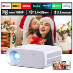 2024 High Performance Projector, Supports Switch and PS5 without Delay, Projector with WiFi and Bluetooth, 20000 Lumens 4K Support, Full HD 1080P Resolution, (High Brightness Version)