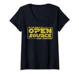 Womens Programmer In The Realm Of Open Source Code Conquers V-Neck T-Shirt