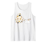 Funny Ghost Walking Dog Spooky Season Halloween Flower Kids Tank Top