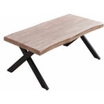 Table basse relevable en bois et métal coloris chêne miel noir - longueur 120 x profondeur 66 x hauteur 47-62 cm Pegane