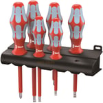 WERA Kraftform 6 Piece Stainless VDE Insulated PZ & Slot Screwdriver Set, 022745