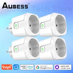 AUBESS-Prise de courant intelligente avec moniteur d'alimentation,WiFi,Zigequation,EU 16A,20A,Tuya Smart Life,Yandex Alice,Alexa,Google Home Assistant - Type 4 Pieces-WiFi 16A