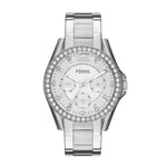 Fossil Montre pour Femmes Riley, Mouvement Multifonction à Quartz, Boîtier en Acier Inoxydable Argenté de 38 mm avec Bracelet en Acier Inoxydable, Es3202