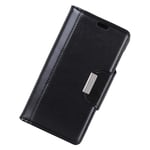 Mipcase Flip Phone Case with Magnetic Buckle, Leather Phone Cover with Card Slots and Wallet, Shockproof Kickstand Phone Shell for Sony XZ2 Compact (Black)