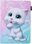 Universelle Tablette 8 Pouces Coque Motif Animaux Bébé Chat Blanc Pochette Etui A Rabat Clapet Housse En Cuir Pu Anti Choc Protection Arrière Rigide Accessoires Pour Tablettes Portables