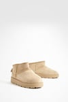 Womens Ultra Mini Faux Fur Lined Boots - Beige - 3, Beige