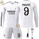 Real Madrid Hemma Barn Långärmad Fotbollströja Kit Nr 9 Mbappe 2024-2025 24-25 home long sleeve 24