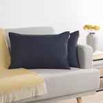 Blumtal Lot de 2 Housses de Coussins 40x60 Bleu foncé - Housses de Coussins en Chenille douillettes avec Fermeture éclair cachée, certifiée Oekotex, pour Coussins de décoration et de canapé