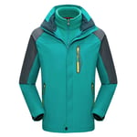 SCYDAO Vestes pour Femmes, Veste Ski Softshell Doublure en Polaire, Vêtements d'hiver Imperméables À Capuche Détachables,Peacock Blue,3XL