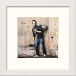 Lumartos, Banksy Steve Jobs Contemporary Home Decor Wall Art Watercolour Print, White Frame, 8 x 8 Inches